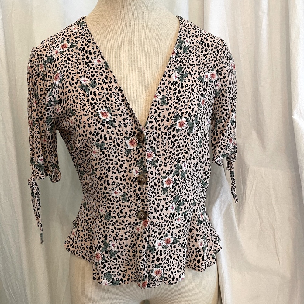 Topshop leopard and floral blouse